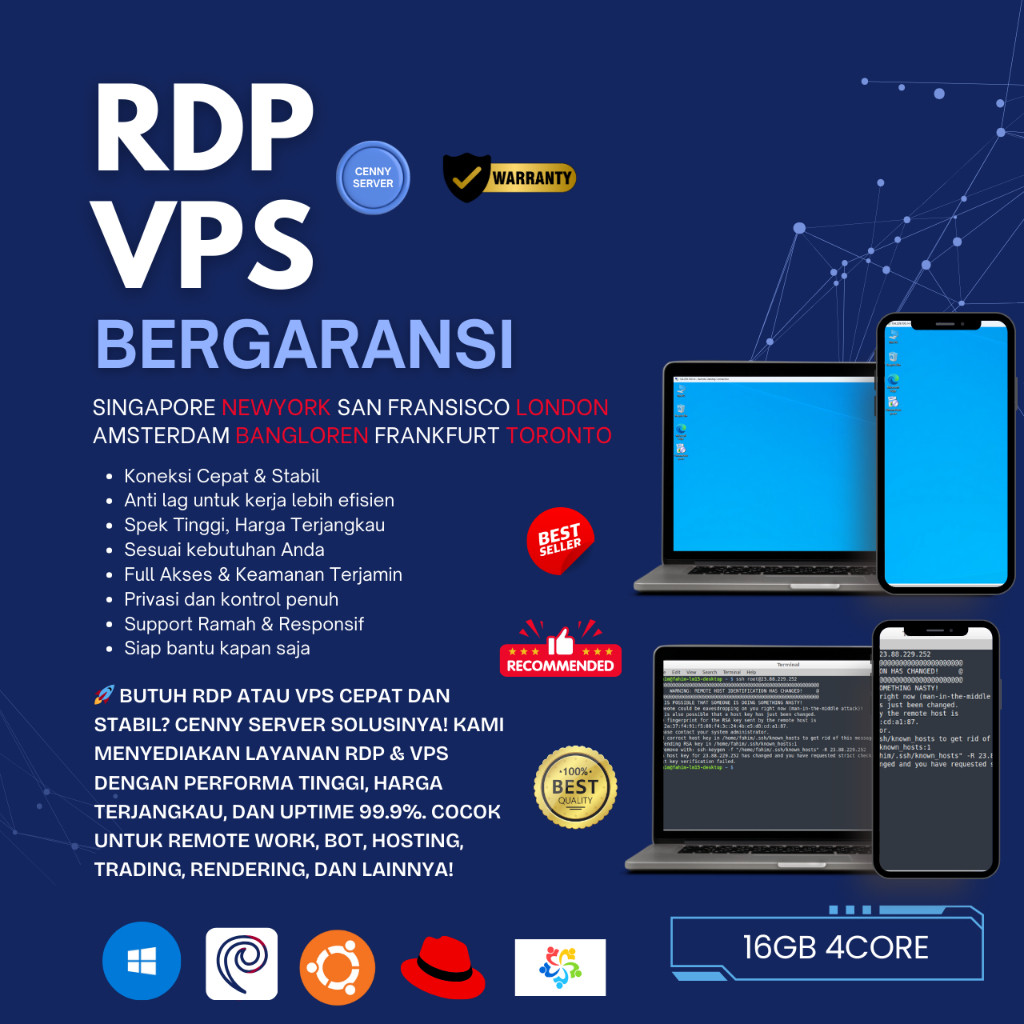 RDP / VPS Mingguan Ram 16 GB Windows Full Admin Bergaransi Bisa diperpanjang