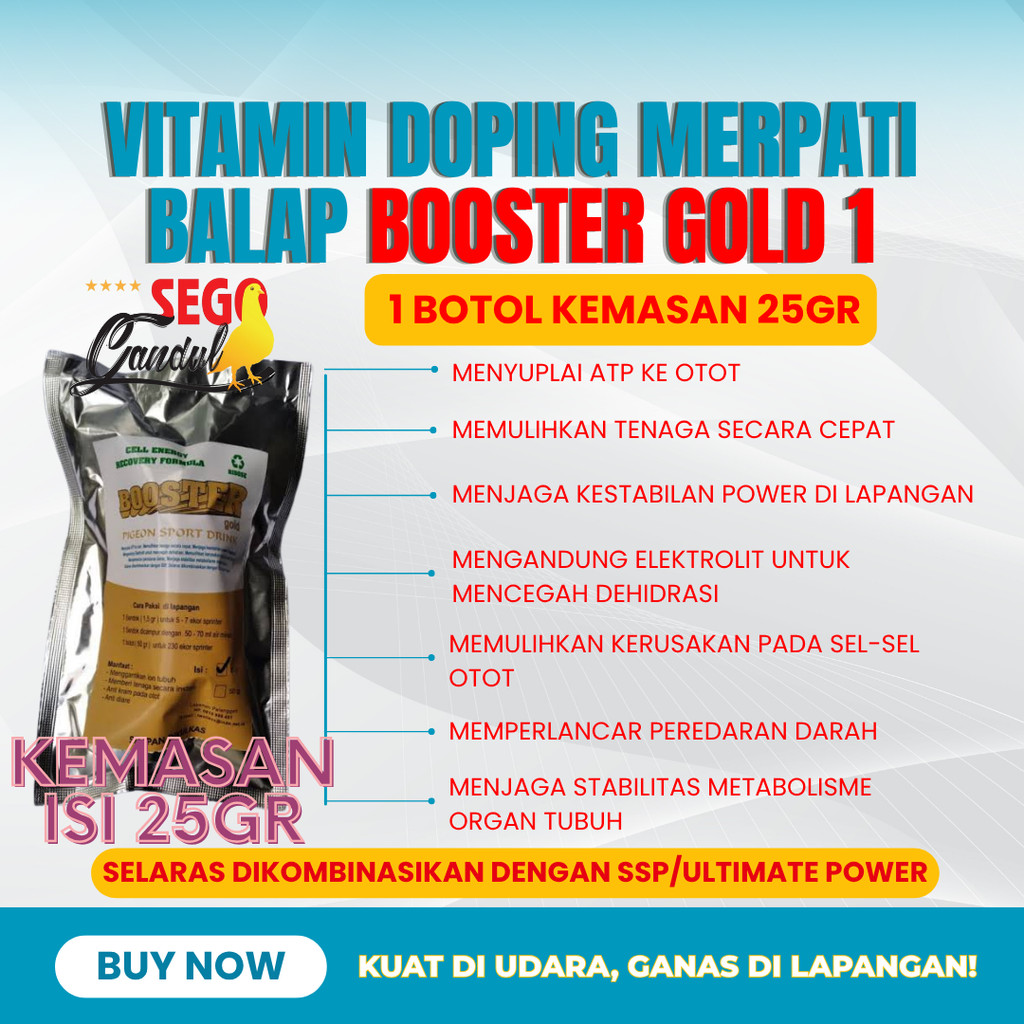 Aristol Vitamin Doping Merpati Balap Booster Gold 1 botol kemasan 25gr