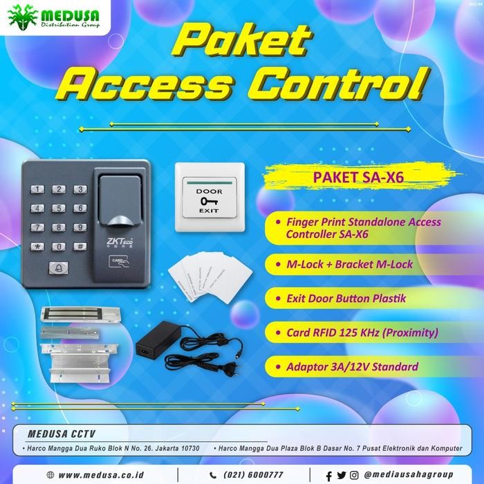 

Paket Access Control Fingerprint Door Lock X6 ZKTeco Adaptor 12V _5A 5