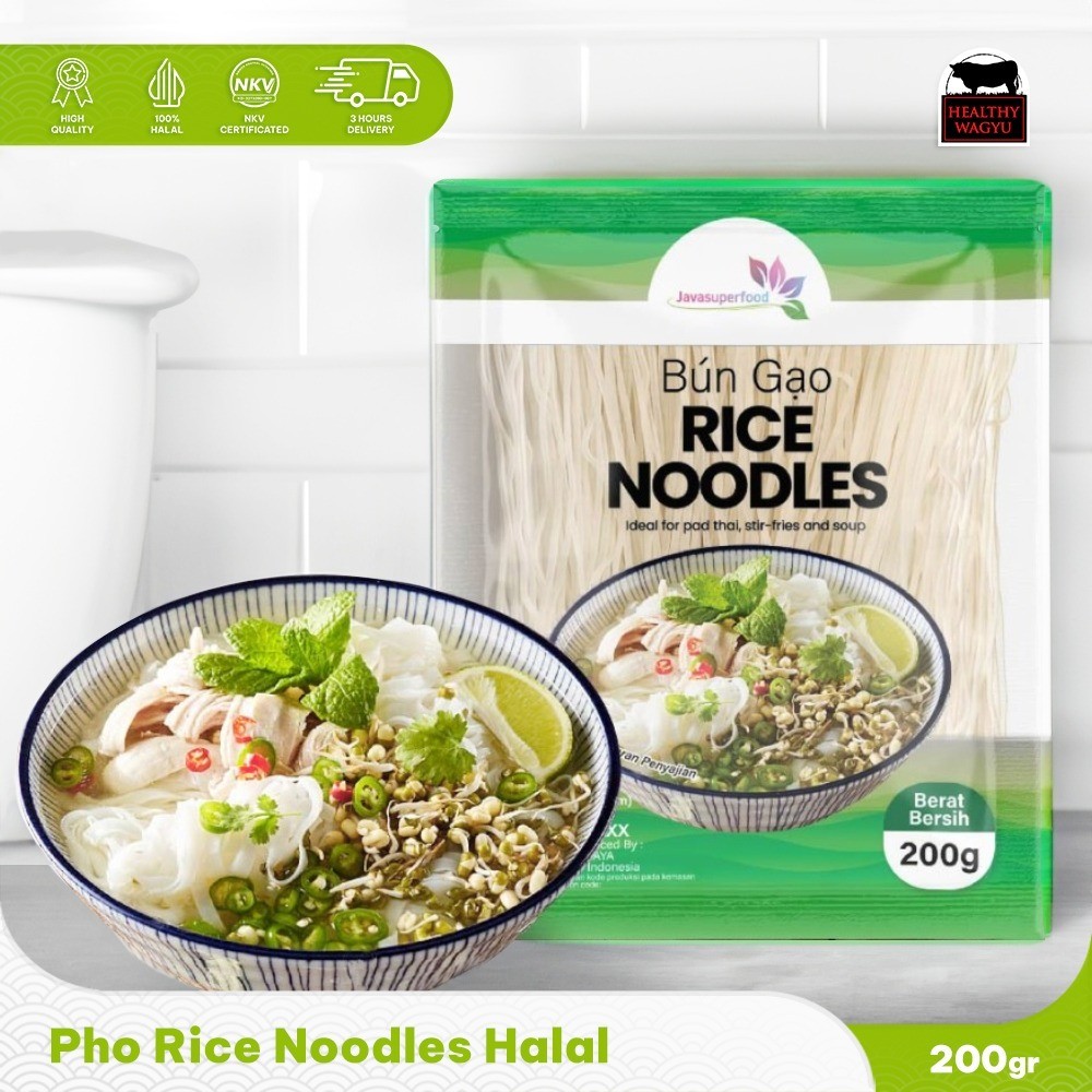 

Pho Rice Noodle Bun Gao Mie Beras Halal 200g HealthyWagyu