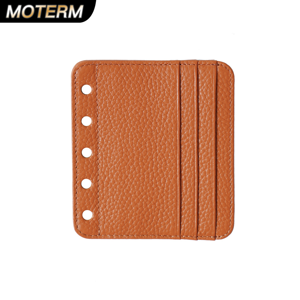 

Moterm Card Holder Flyleaf for Ring Planner with 6 Card Slot And a Middle Pocket Cowhide ID Credit Card Bag Notebook Accessory