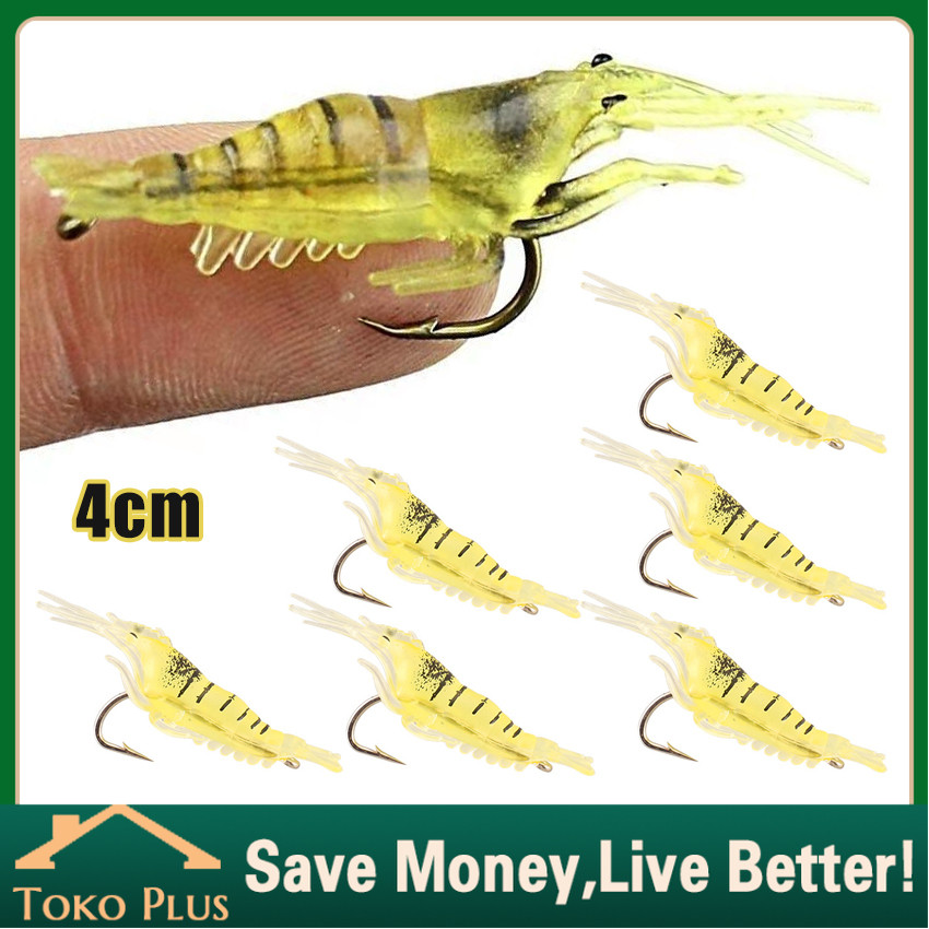 10Pcs Soft Lure Umpan UDANG Tiruan Buatan 4cm PVC Dengan Kail Stainless