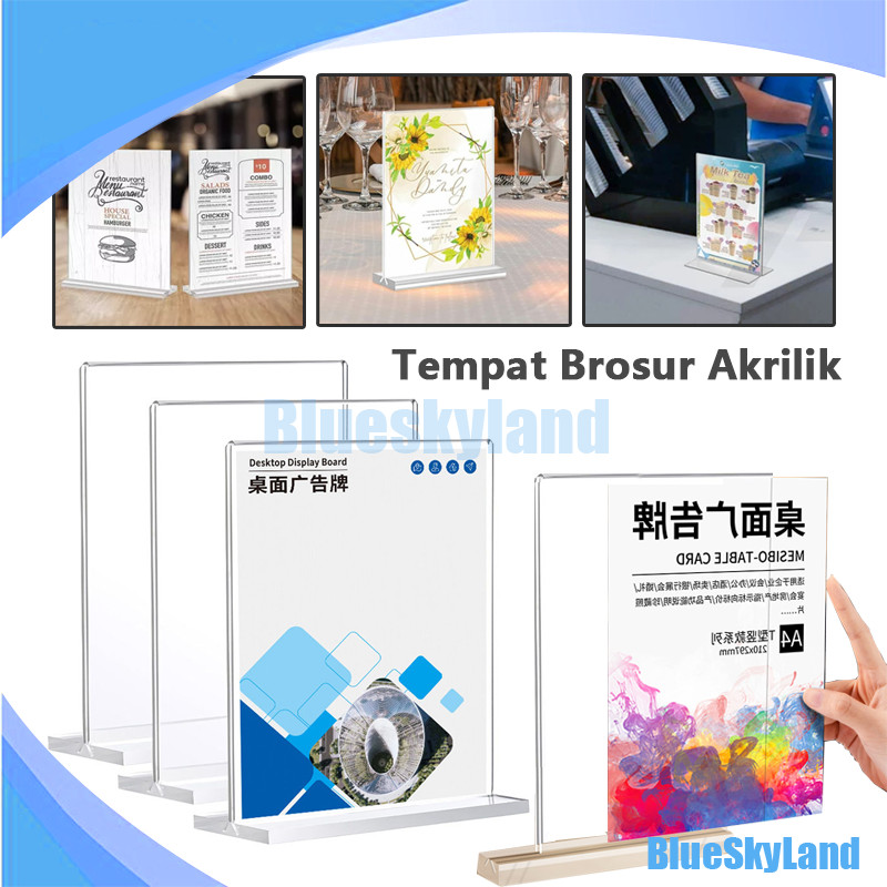 

Tempat brosur Akrilik A4-A5-A6 Acrylic Tent Card Holder Stand 2 sisi