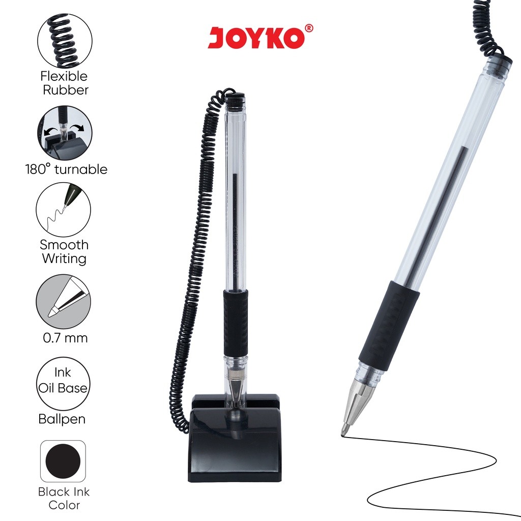 

Pen Stand Pulpen Pena Joyko PSBP-150 0.7 mm - Joyko Bolpen Pulpen Meja spiral Hitam 0.5mm