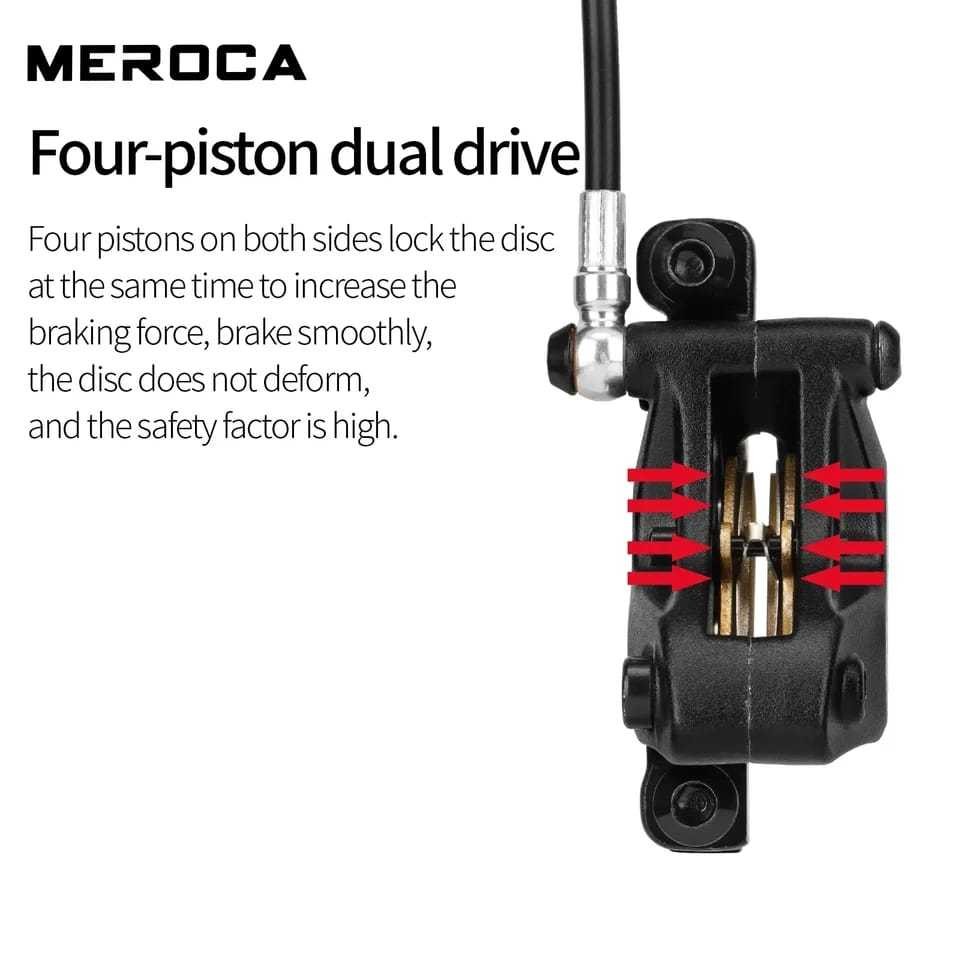 Meroca M4S M4 Brakeset Rem Cakram Hidrolik 4 Piston Hydraulic Brake Set Sepeda MTB Roadbike Powerful