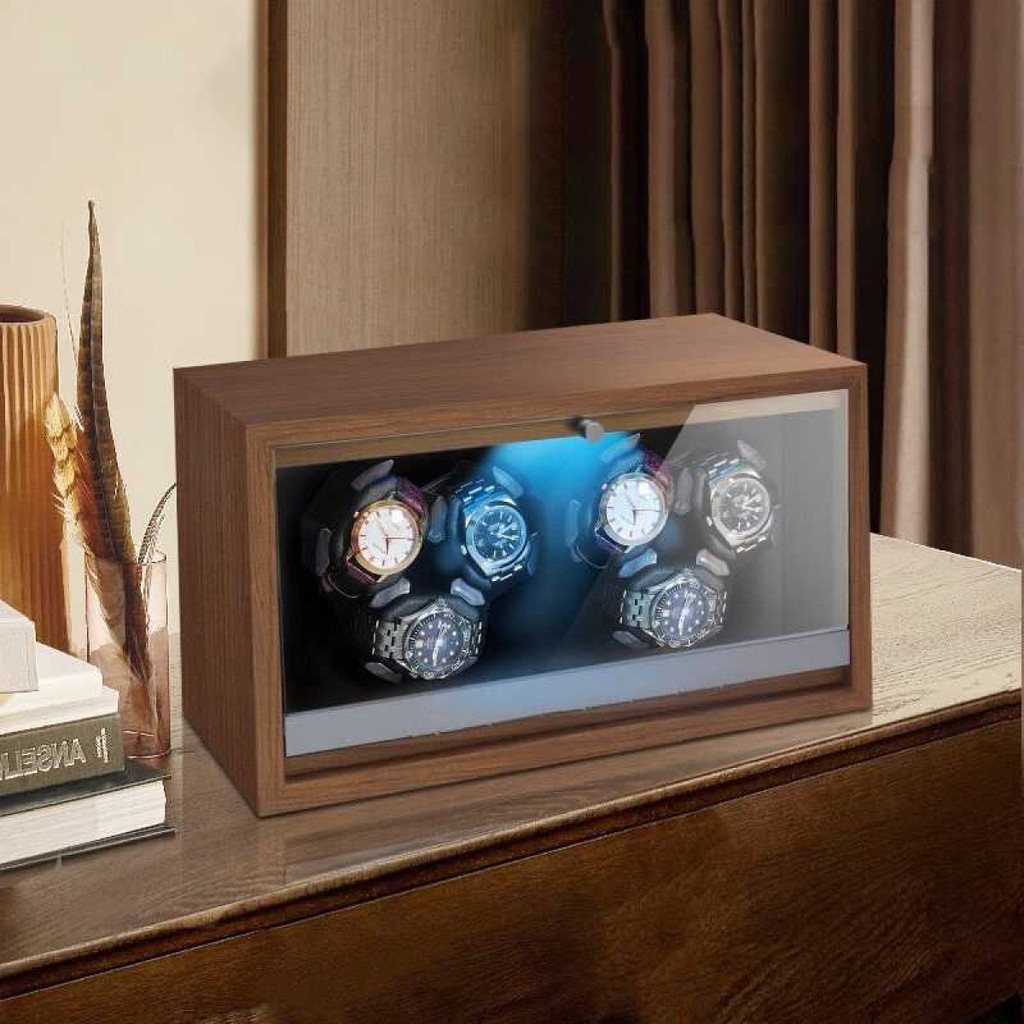 [READY STOK] Kotak Jam Tangan Putar Otomatis Watch Winder LED 6 Slot - SKW168 Original Berkualitas