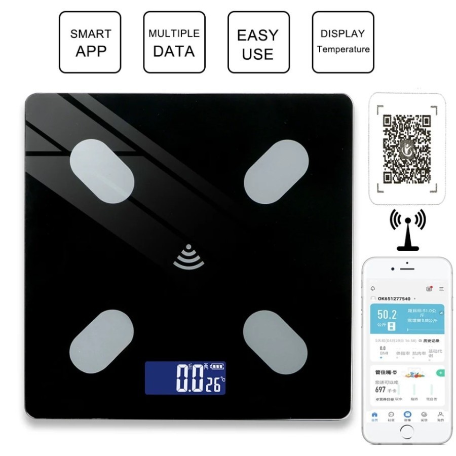 Timbangan Badan Bluetooth Bluetooth Smart Scale App