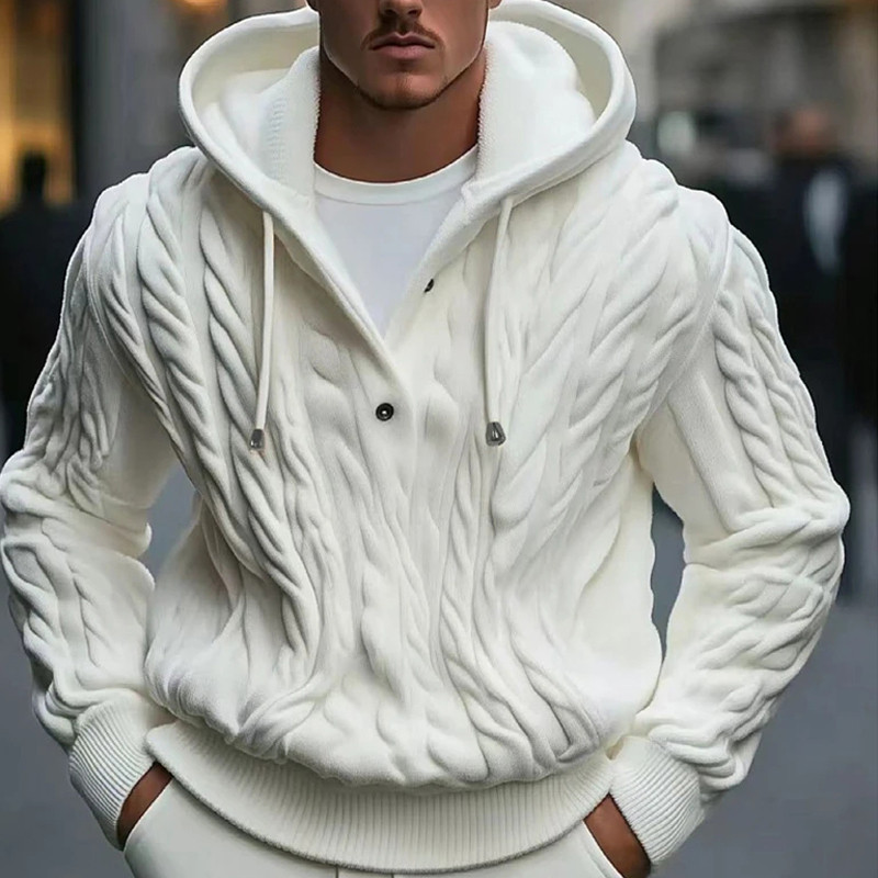 Men's Winter Knit Hoodie Hooded Sweater Vestidos Casual White knitted Hooded Sweater Men Long Sleeve