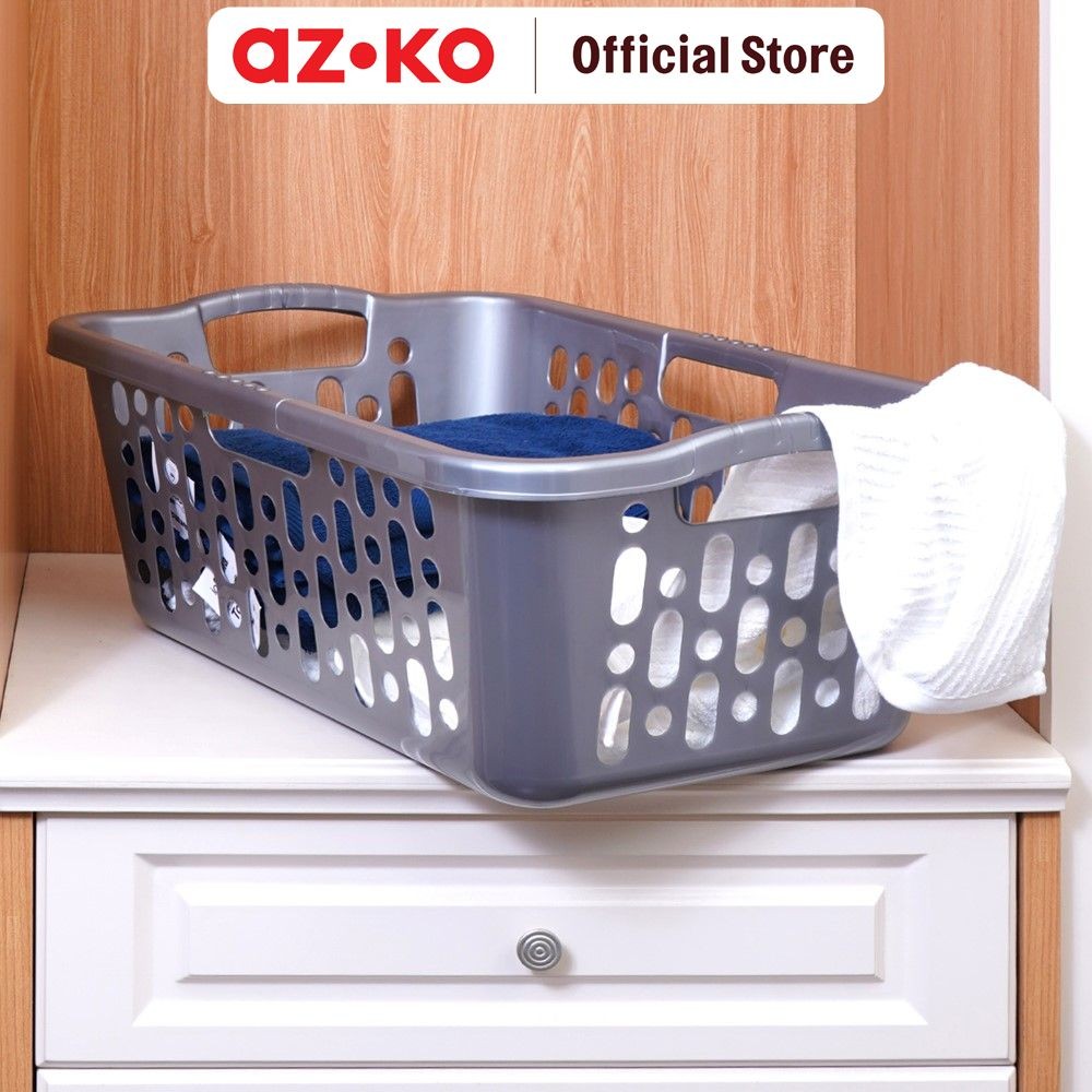 AZKO Stora 55.5x38.5x23 cm Keranjang Laundry Serbaguna - Abu-Abu Tempat Baju Pakaian Kotor Wadah Cuc