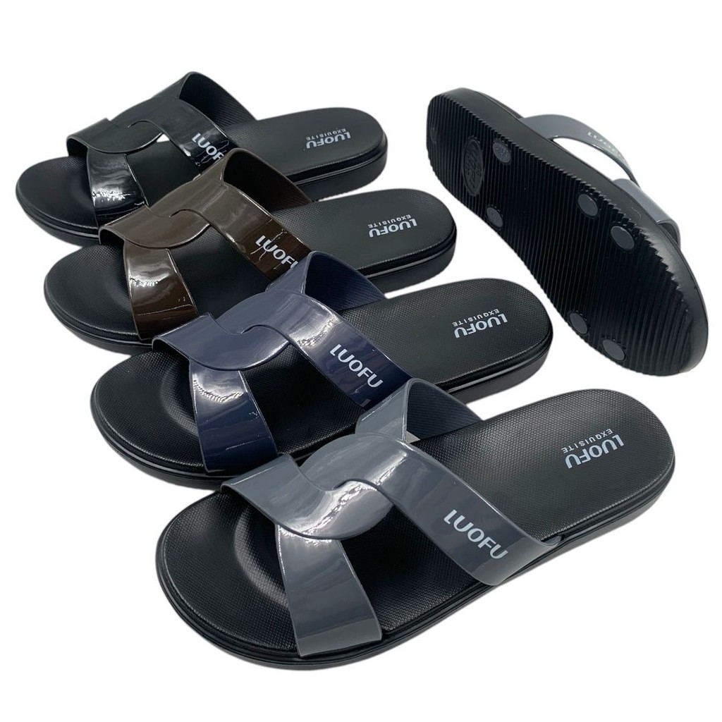 LUOFU Sandal Selop Silang Ulir Karet Wanita Import E7190B-BRSH48K (Q6)