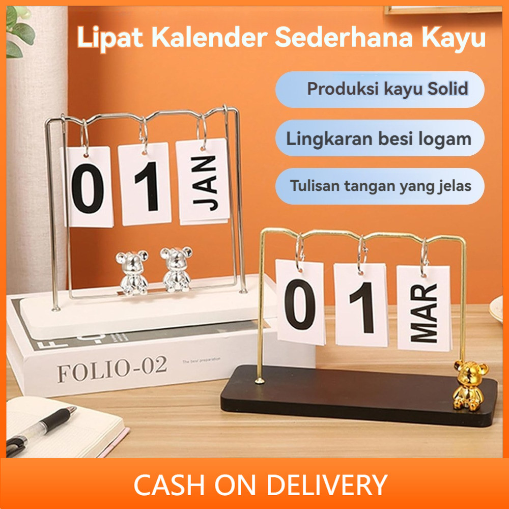 

【Ready stock】Kalender desktop kantor kreatif Eropa Bear calendar ornament living room office desktop calendar ruang tamu ruang kantor Beruang kalender