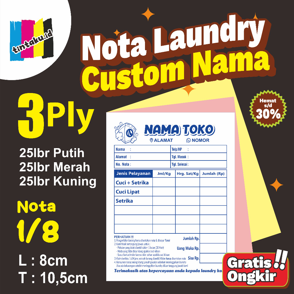 

NOTA CUSTOM 3 PLY UKURAN 1/8 FOLIO