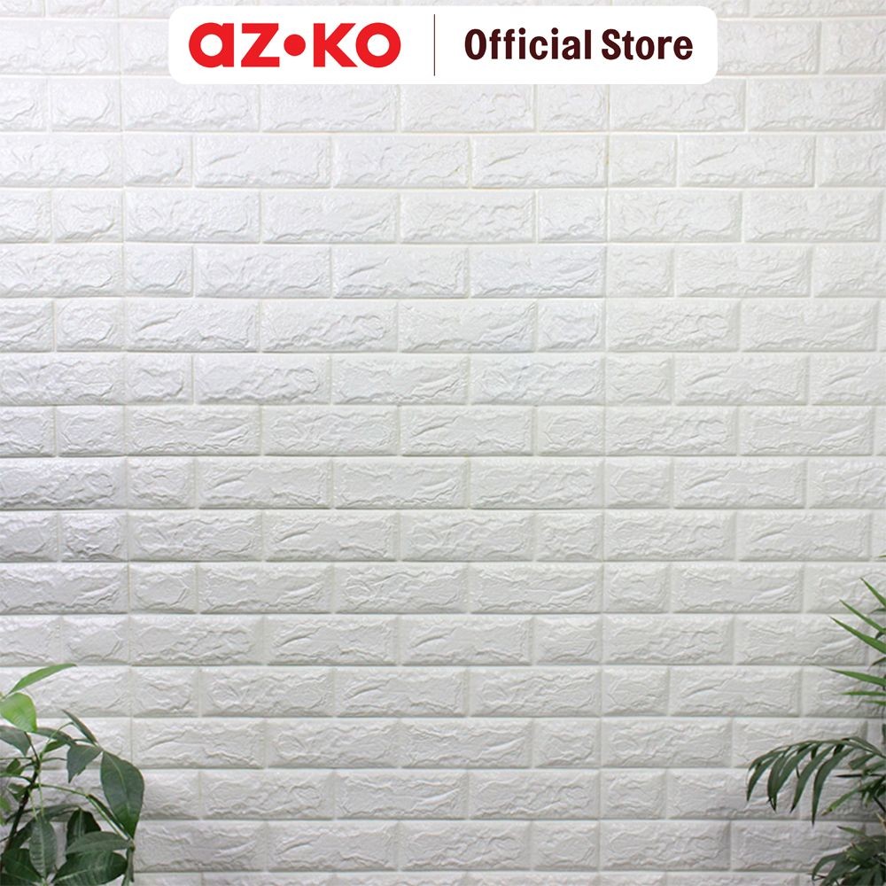 AZKO Forhom 70x500 cm Wallpaper 3d Brick Classic Roll - Putih Wall Decoration Wallpaper Tembok Dekor