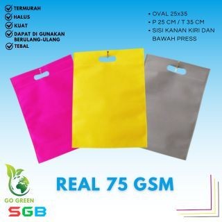 

Tas Spunbond Oval uk 25x35 ketebalan kain 75 gsm dan 65gsm / Goodie Bag / Tas Kain Polos