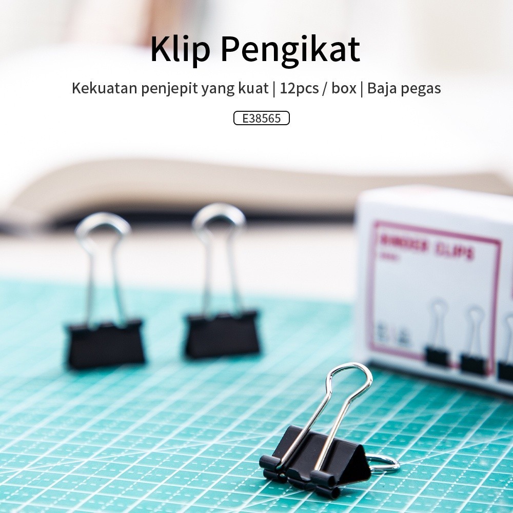 

BOBOMARTS DELI BINDER CLIP 1 PACK ISI 12 PCS UNTUK KEPERLUAN SEKOLAH DAN KANTOR UKURAN BINDER ANTI KARAT
