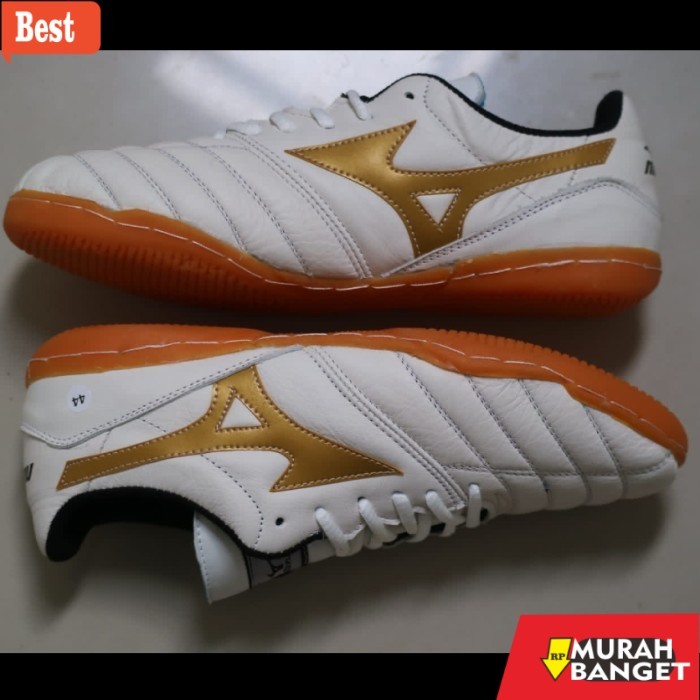 rekomendasi sepatu futsal Sepatu futsal MIZUNO Jumbo 44-47 putih gold - putih gold, 46