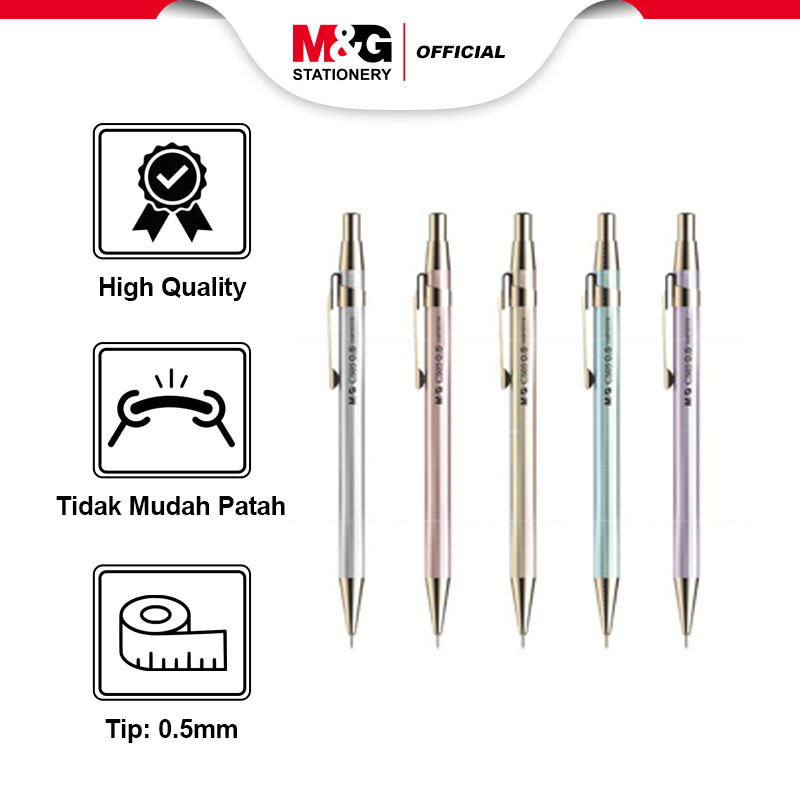 

M&G Metal Mechanical Pencil Pastel Color / Pensil Mekanik Besi 0.5mm Nyaman Digenggam