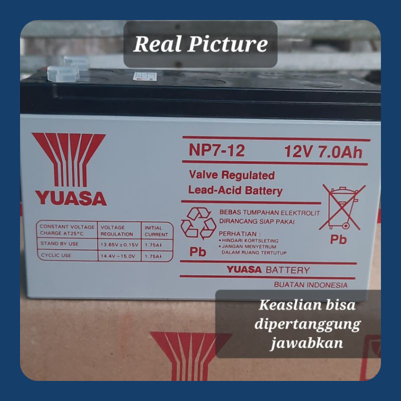 Aki Kering YUASA 12V 7AH Original. ACCU tangki pompa semprot elektrik UPS Stabilizer electric batter