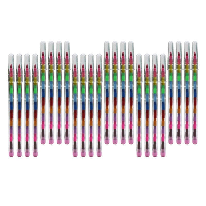 

10/24Pcs Stacking Buildable Stackable Colouring Pencils, 11 in 1 Building Block Colouring Wax Crayon