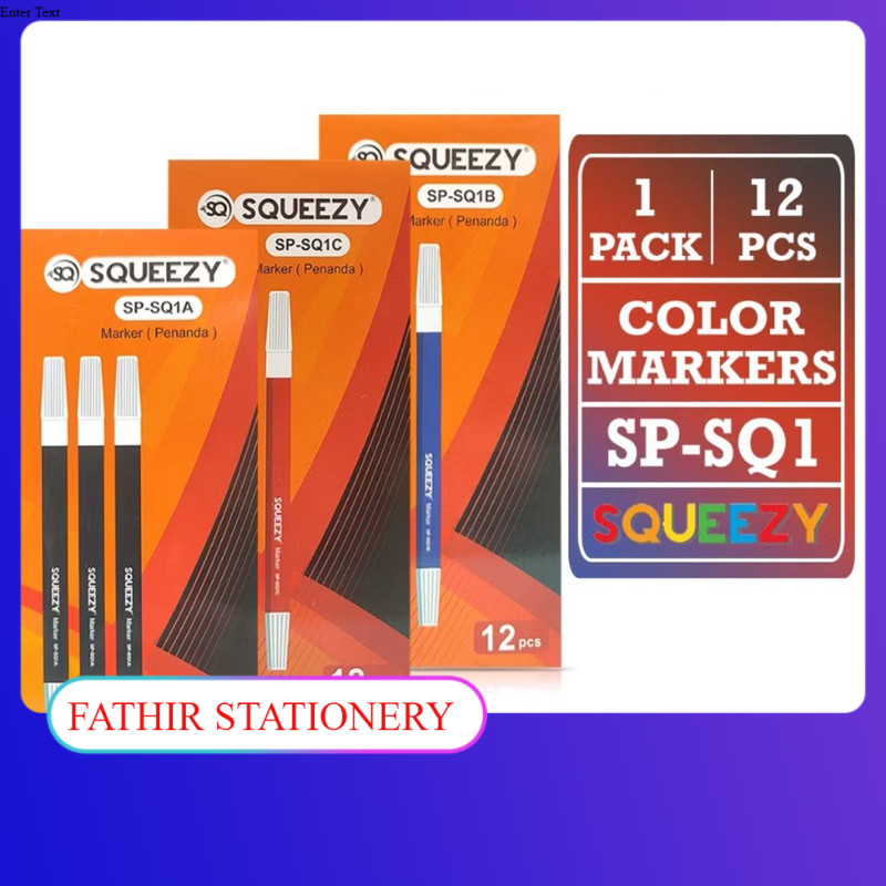 

Spidol Warna Kecil SQUEEZY SP-SQ1A Hitam Black / SP-SQ1B Biru Blue / SP-SQ1C Merah Red Tebal 1 mm Color Pencil Marker Koleksi Warna Lengkap