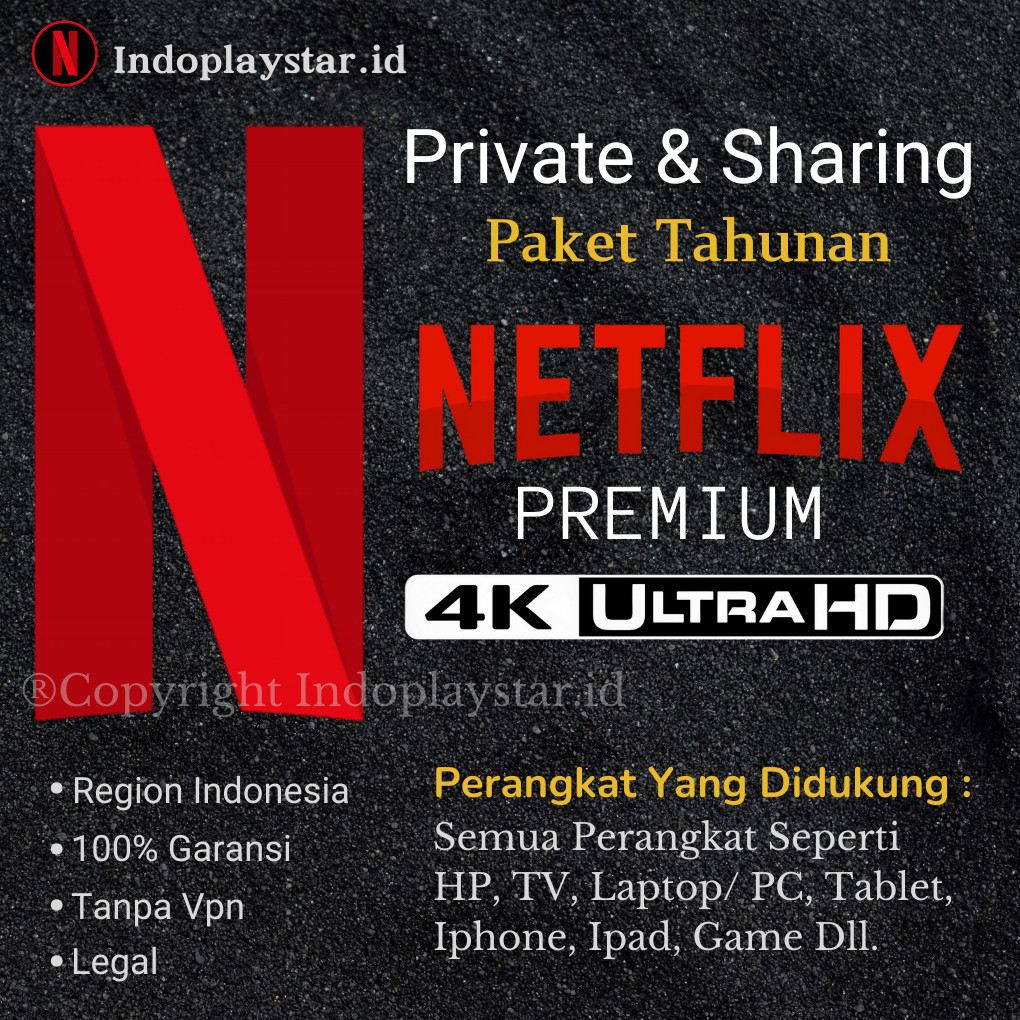 Netflik Akun Netflix Premium Netflixx Sharing Netflixxx Private 1 Tahun Resolusi 4K UHD Original