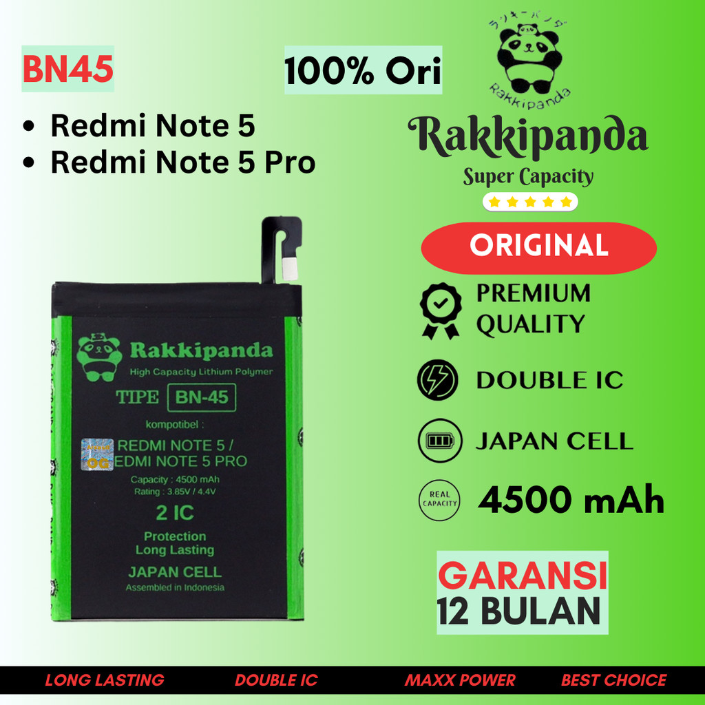 Baterai BN45 untuk Xiaomi Redmi Note 5 Note 5 Pro Double Power Double IC Rakkipanda ORIGINAL Dan Mer