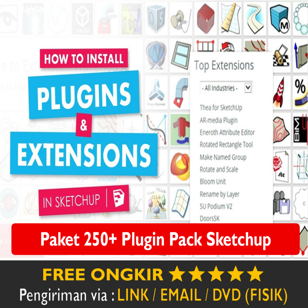Paket 250+ Plugin Pack Sketchup 2020 2019 2018 2017 Premium Powerfull Edition Lifetime Access Full V