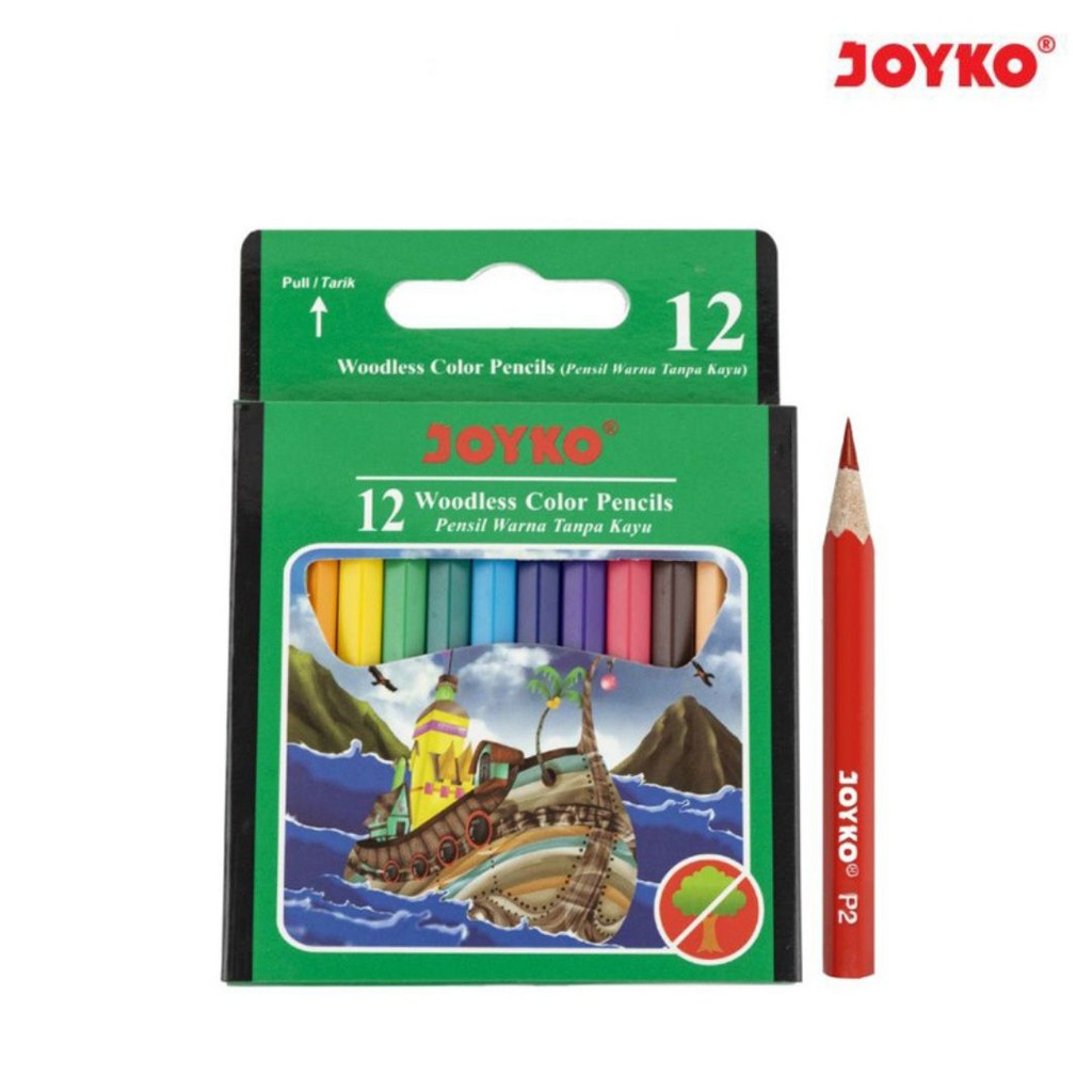 

PENSIL WARNA JOYKO SET 12 WOODLESS / PENSIL WARNA PENDEK JOYKO SET 12