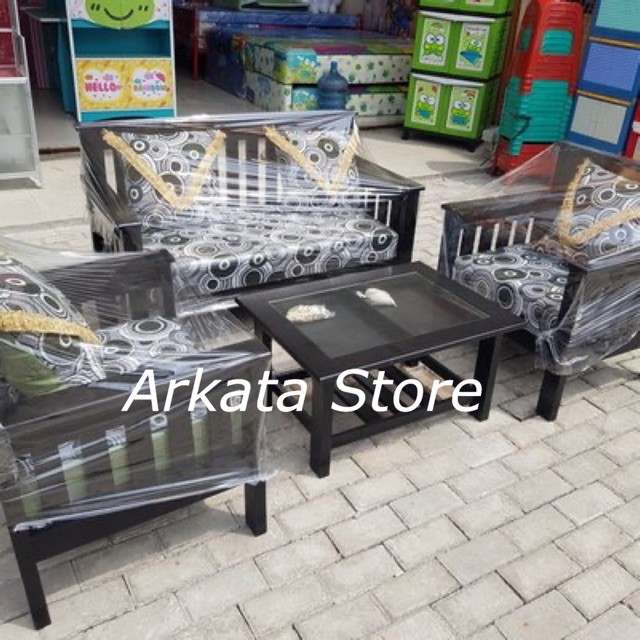 1 SET SOFA KAYU JOK LEPAS / SOFA KERANG KAYU JATI LANDAK  / SOFA KAYU / KURSI TERAS / BANGKU MINIMAL