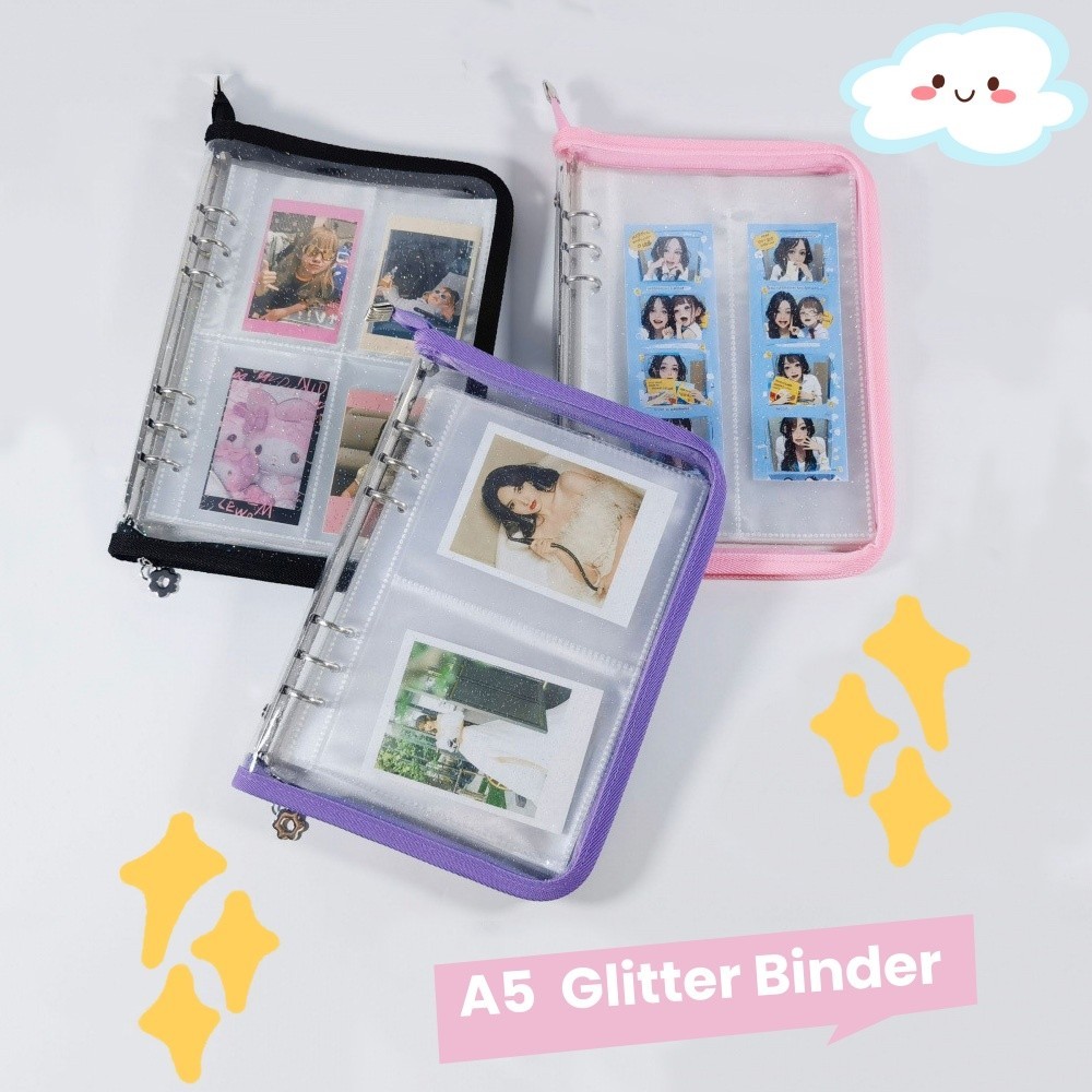 

Dalam Bag Penyimpanan Transparent PVC Berkas A5 Bag Tutorial Bag Student Stationery Storage Bag Zipper Hand Held Stationery Bag 6-Hole Kpop Idol Photocard Album