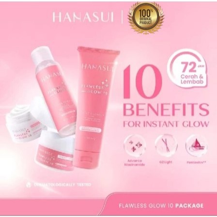 Paket Skincare Pegilang Flek hitam / Hanasui Paket Flawles Glow Pencerah wajah