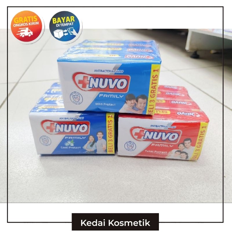 (ACEH) Nuvo Sabun 100gr isi 3+1 | SABUN BATANG NUVO Besar