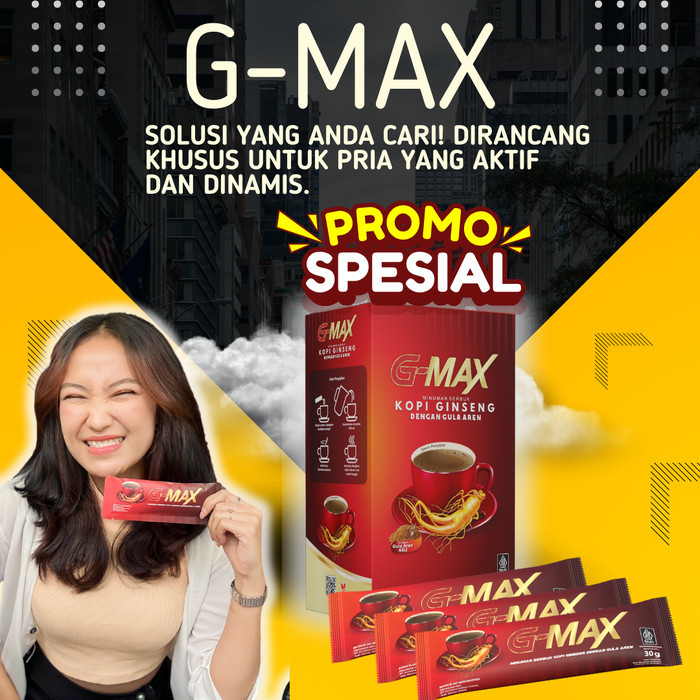 

G-Max Kopi Ginseng GMax Penambah Stamina Pria Dewasa 1 BOX 10 SACHET