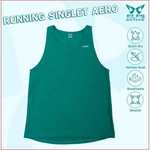 Kaos Singlet Aero Olahraga Lari Gym Fitnes Pria ELF-ACTIVEE Quick Dry Polos Premium / Jersey Tanktop