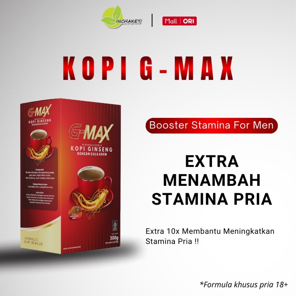 

KOPI G-MAX Minuman Kopi Gingseng 1 Box isi 10 sachet Original BPOM