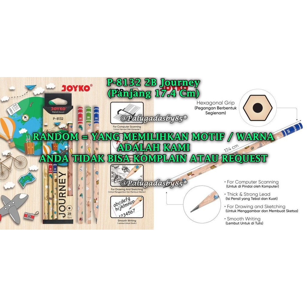 

(1 Biji) GROSIR Pensil JOYKO P-8132 2B Journey RANDOM / Pensil Pencil Joyko P-8132 2B (1 Biji)