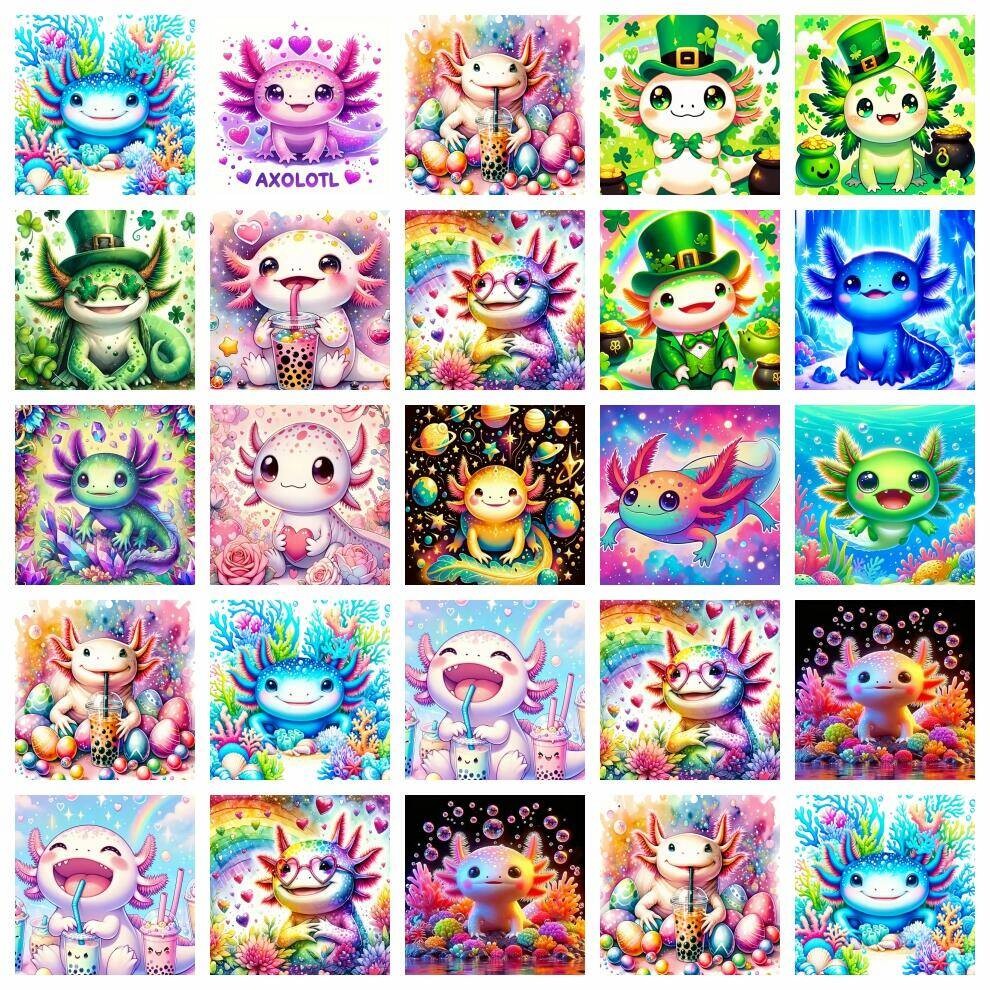 

AZQSD Diy Painting By Numbers Axolotl Animal Pictures On Canvas Dragon Home Decoration