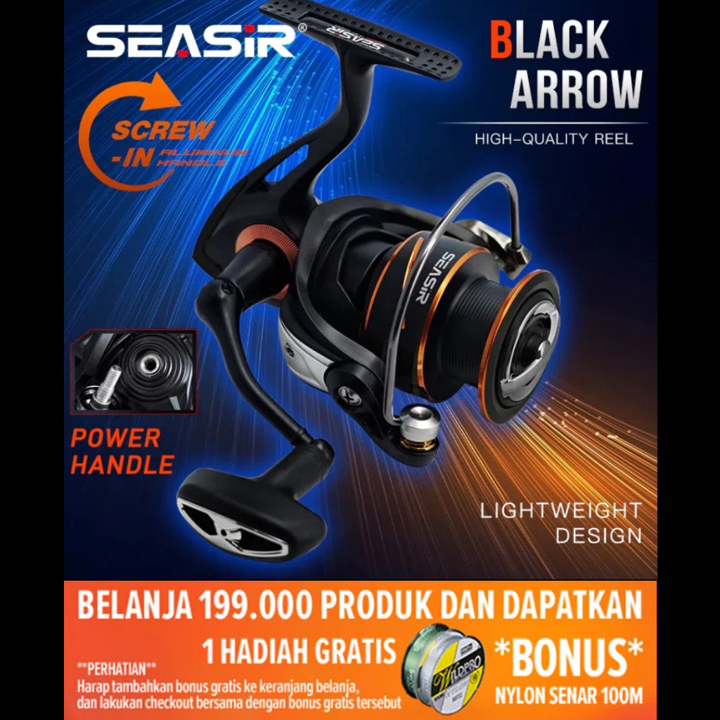 [OFFICIAL] SEASIR BLACK ARROW Reel Pancing Power Handle Reel Spinning 1000-3000 Reel Pancing Putar, 