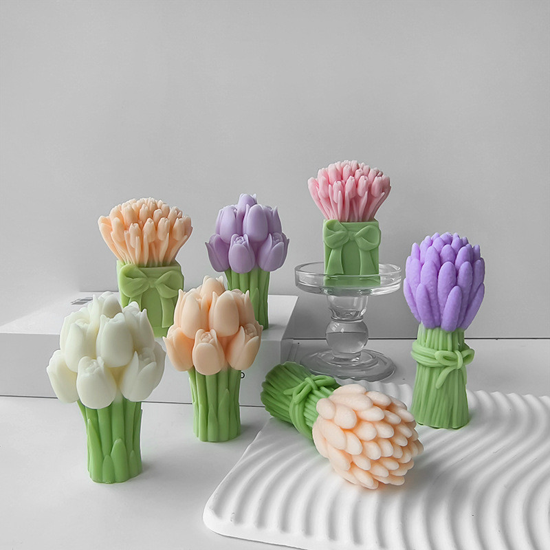

3D Lavender Tulip Bouquet Aroma Candle Silicone Mold DIY Gifts Flower Ornaments Molds Handmade Soap Mould