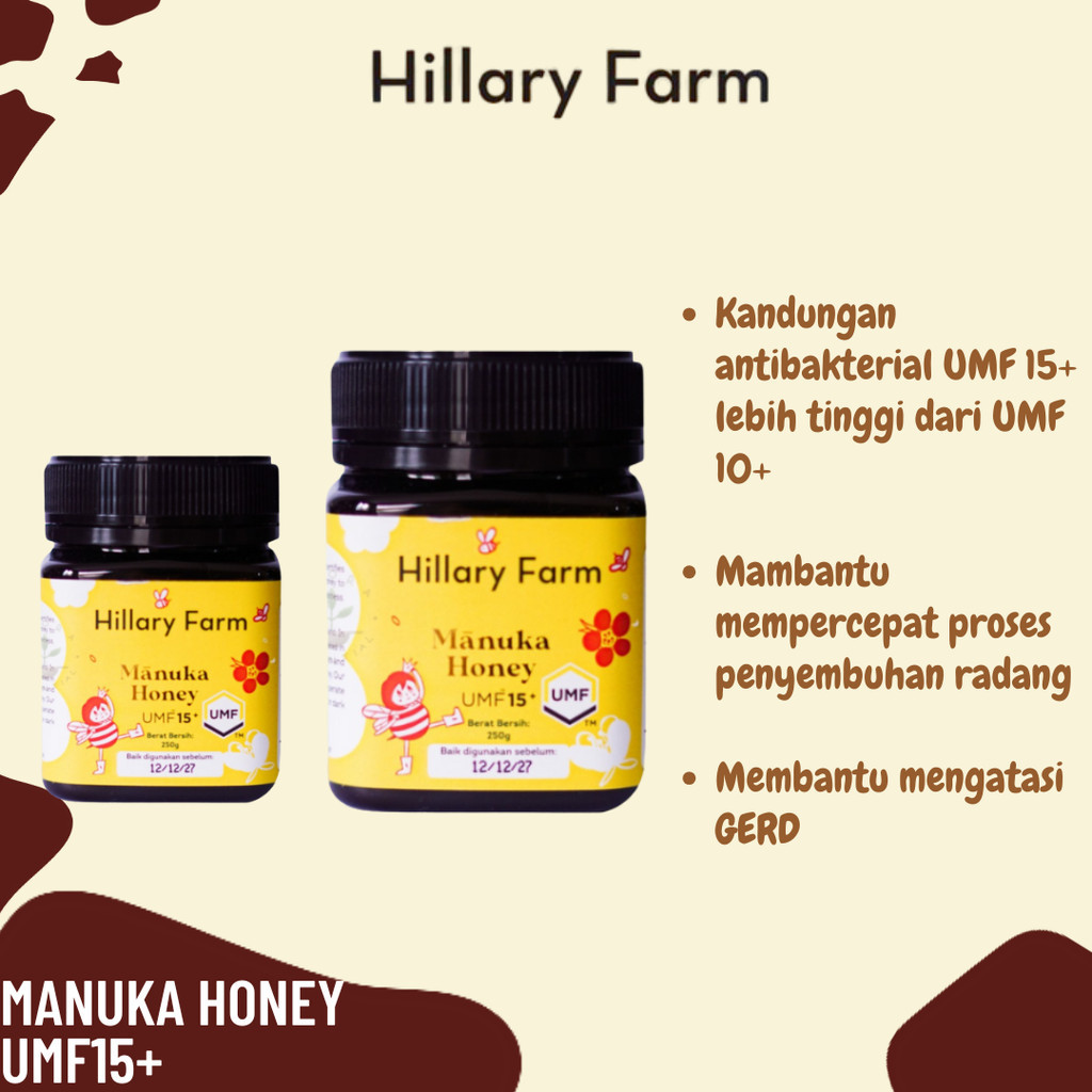 

NEW Hillary Farm Manuka Honey UMF15+ 500gr & 250gr - Madu Manuka New Zealand PREMIUM