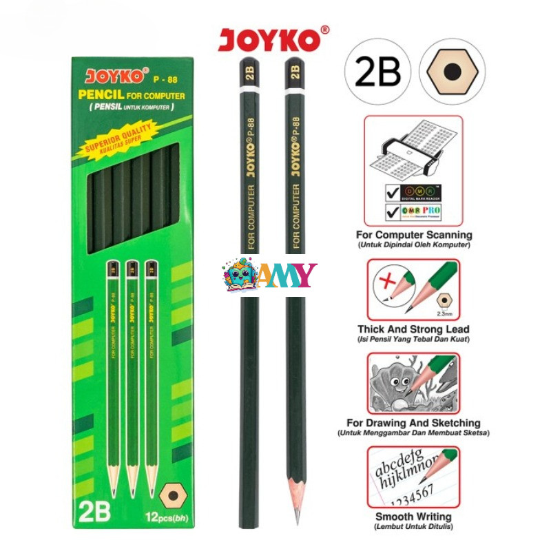 

(1PAK ISI 12PCS) JOYKO PENCIL P-88 2B AMY STASIONARY