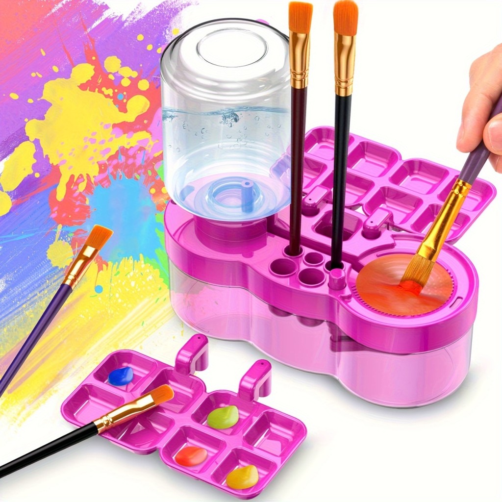 

New Paint Brush Cleaner With Drain Button Automatic Water Circulation Paint Brush Cleaning Machine Cleaning Bucket Art Tools