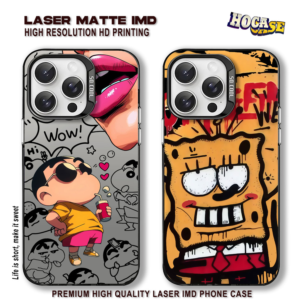 Case Kartun HC601 IMD Redmi Note 14 13 12 11 10 9 9A 9C 10A 10C Premium Matte Black Casing HP Gambar