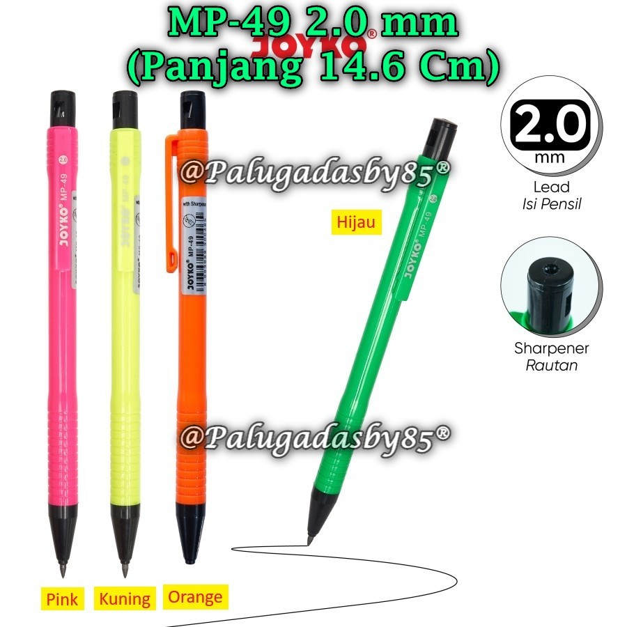 

(1 Biji) Pensil Mekanik JOYKO MP-49 2.0 mm / Mechanical Pencil Joyko MP-49 2.0 mm (1 Biji)