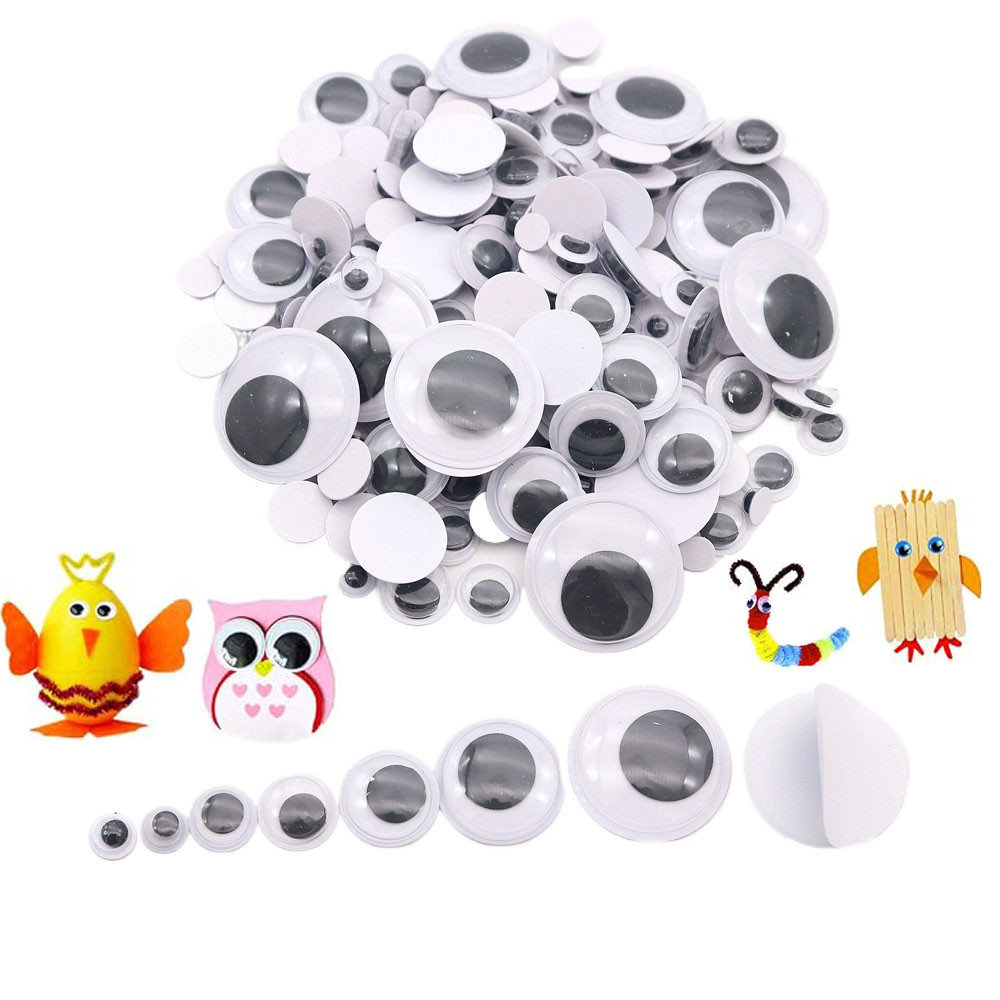 

6-25mm Self Adhesive Wiggle Googly Eyes Funny Black Plastic Eyes Sticker Diy Craft Making Party Decor Scrapbook Dolls Eyeball