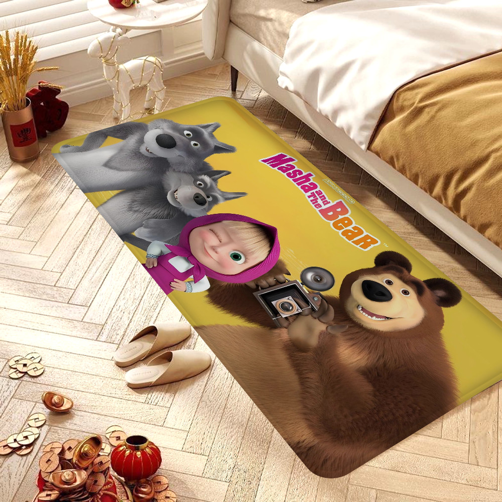 M-Masha and the Bear Floor Mat INS Style Soft Bedroom Floor House Laundry Room Mat Anti-skid Bedside