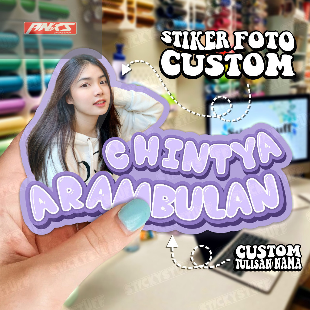 

sticker viral Sticker Foto Wajah dan Tulisan Nama Custom 1 Foto untuk Sticker
