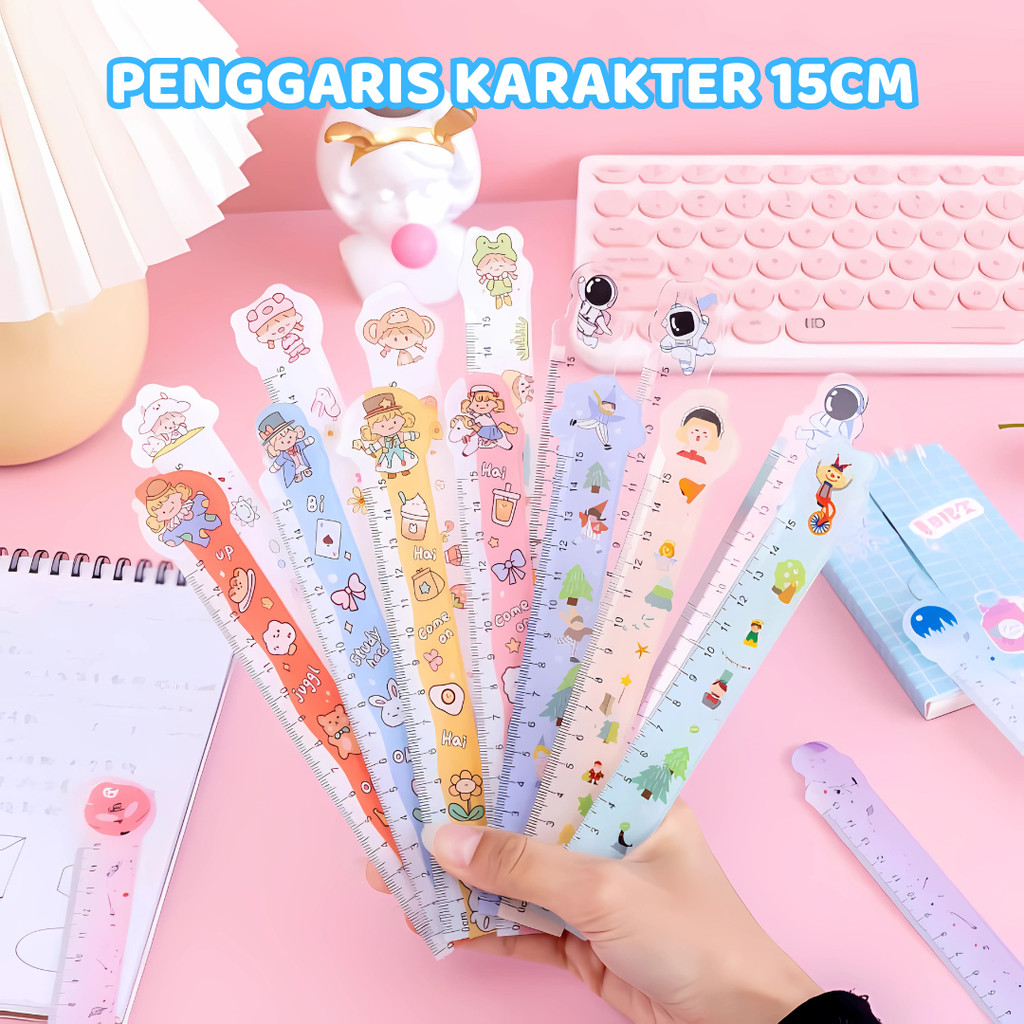 

Penggaris Aesthetic Pink Lucu 15cm Karakter Anak TK Kecil Murah Unik Warna Ungu Astronot Alat Tulis