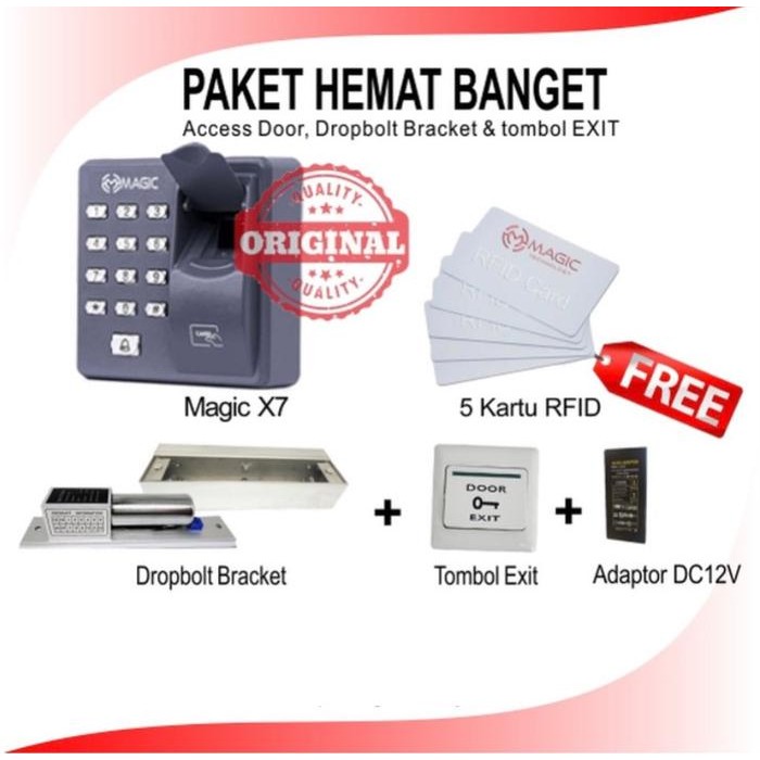 

paket access control Magic X7 /ZKTeco (finger print + RFID) bergaransi