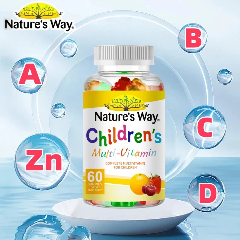 Nature's Way vitamin anak，Permen Jeli Multivitamin Halal Anak - Semua Vitamin Halal Esensial A, B, C